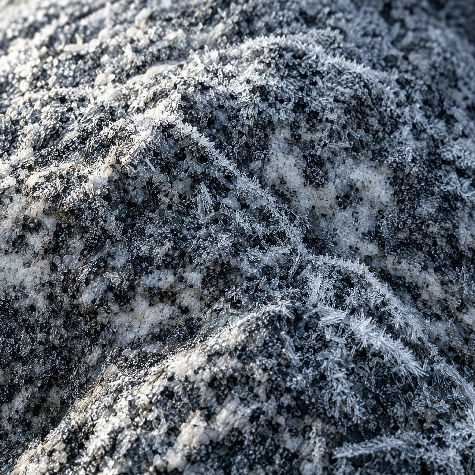 Frost on granite